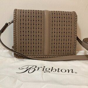 BRIGHTON Odette Ferrara Santorini Flap Bag Leather Mink Grey Gray Brown H3752M